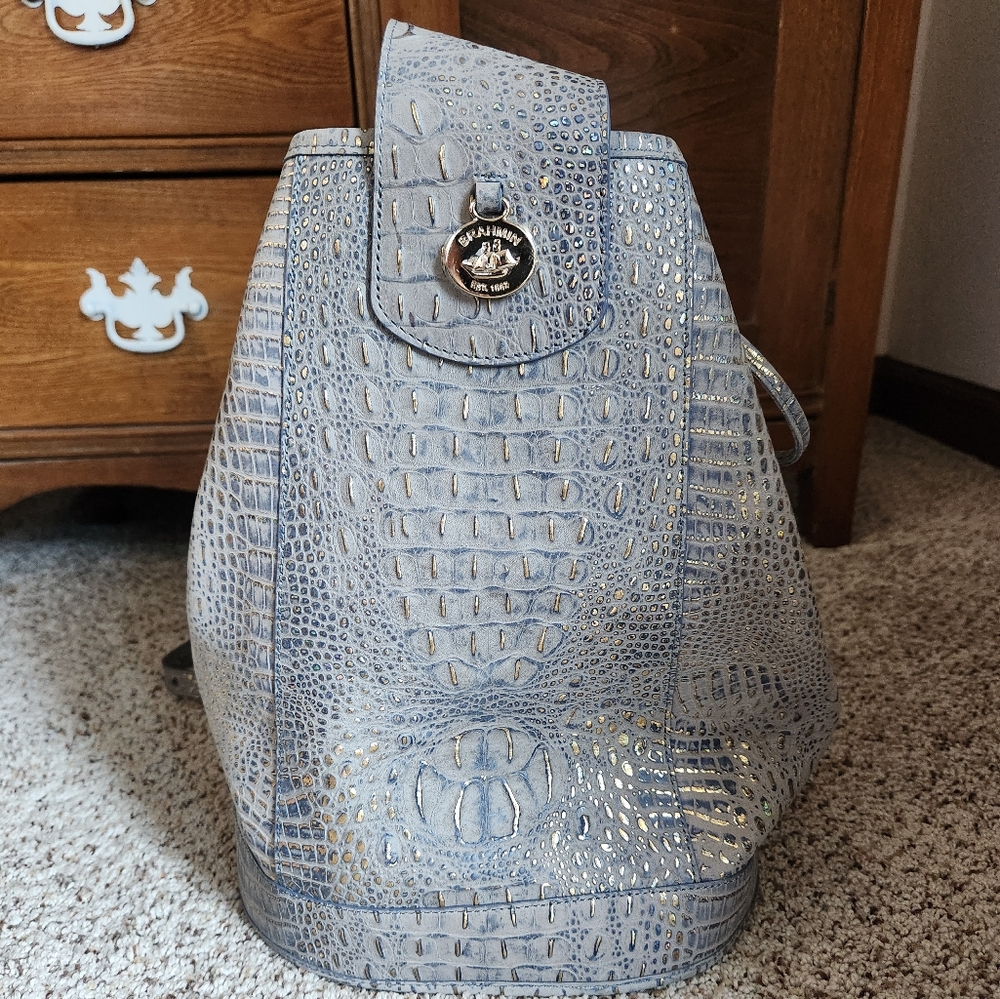 LIKE NEW BRAHMIN Allie Sling Bag - Grey, Gold and Blue